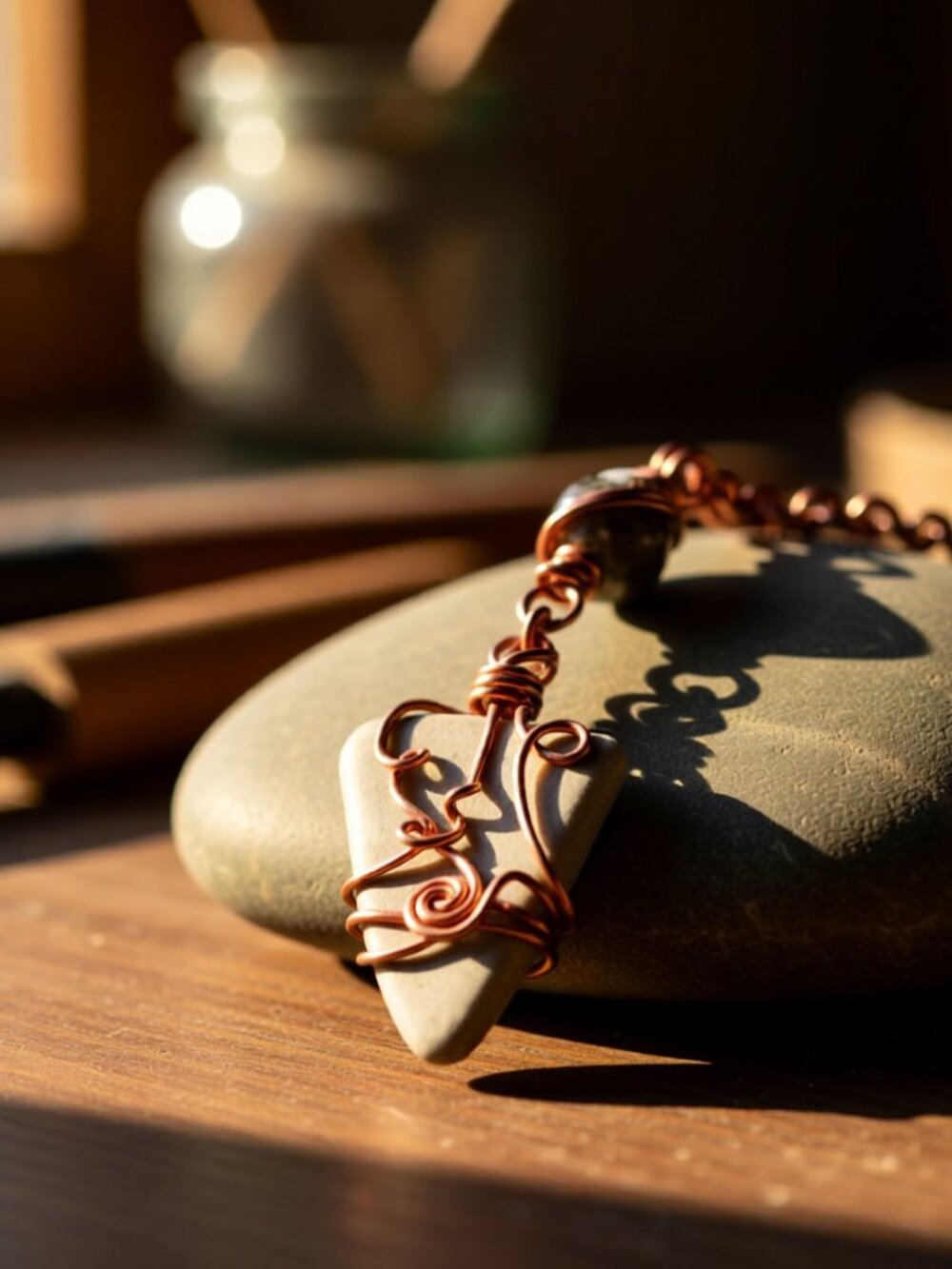 Detailed + Earthy! Handcrafted Necklace | Copper Wire Wrapped Ceramic & Agate
